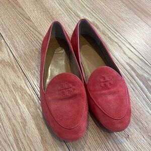 Red Suede Tory Burch Loafers Size 6